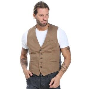 Eleventy Mens L Taupe Brown Stretch Trim Vest